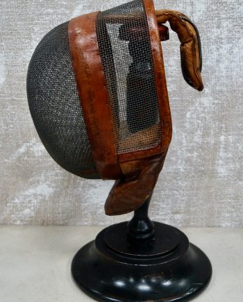 French Leather Wire Fencing Mask On Stand (SOLD)