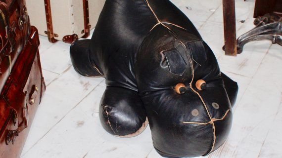 1970's French Leather Child's Hippo Bean Bag (SOLD)