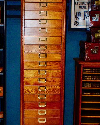 1961 Oak London Patent Office Haberdashery Filing Cabinet (SOLD)