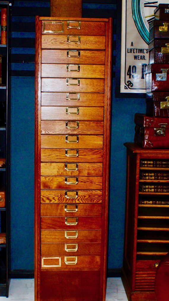 1961 Oak London Patent Office Haberdashery Filing Cabinet (SOLD)