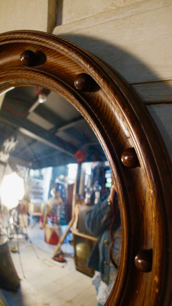 Edwardian Oak Framed Convex Mirror (SOLD)