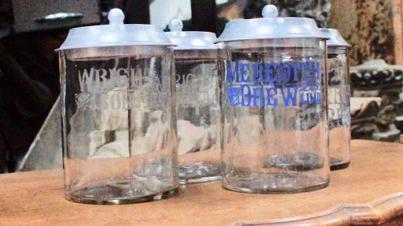 Meredith & Drew Rare Edwardian Advertising Biscuit Barrels