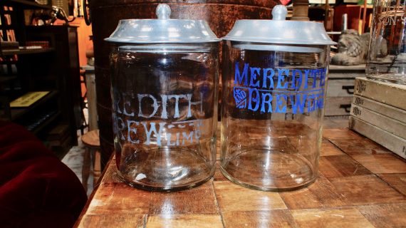 Meredith & Drew Rare Edwardian Advertising Biscuit Barrels
