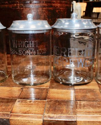 Meredith & Drew Rare Edwardian Advertising Biscuit Barrels