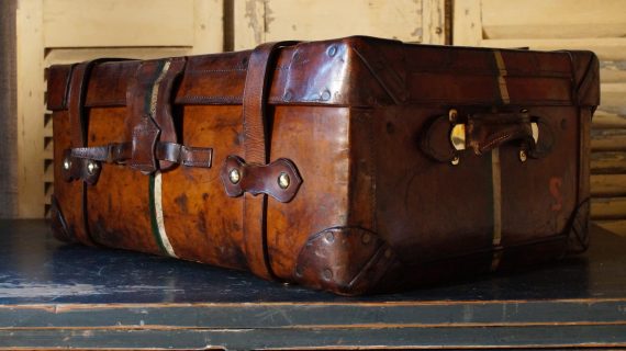 Large Full Leather Travel Trunk (SOLD)