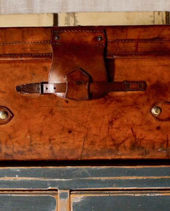 Large Low Bound Full Leather Travel Trunk (SOLD)