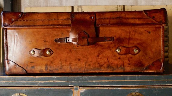 Large Low Bound Full Leather Travel Trunk (SOLD)