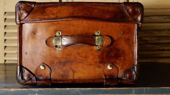 Large Low Bound Full Leather Travel Trunk (SOLD)