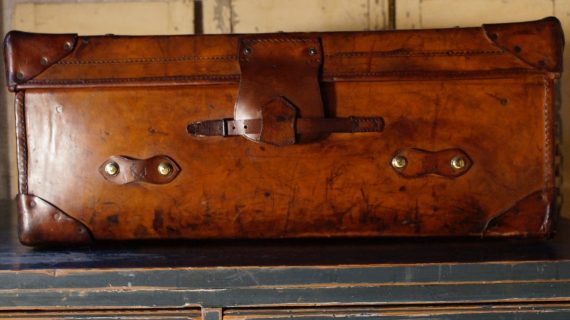 Large Low Bound Full Leather Travel Trunk (SOLD)