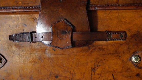 Large Low Bound Full Leather Travel Trunk (SOLD)