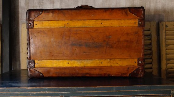 Large Low Bound Full Leather Travel Trunk (SOLD)