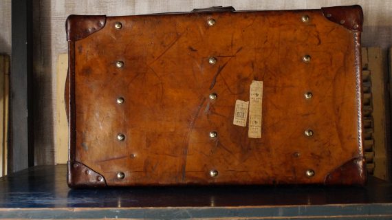 Large Low Bound Full Leather Travel Trunk (SOLD)