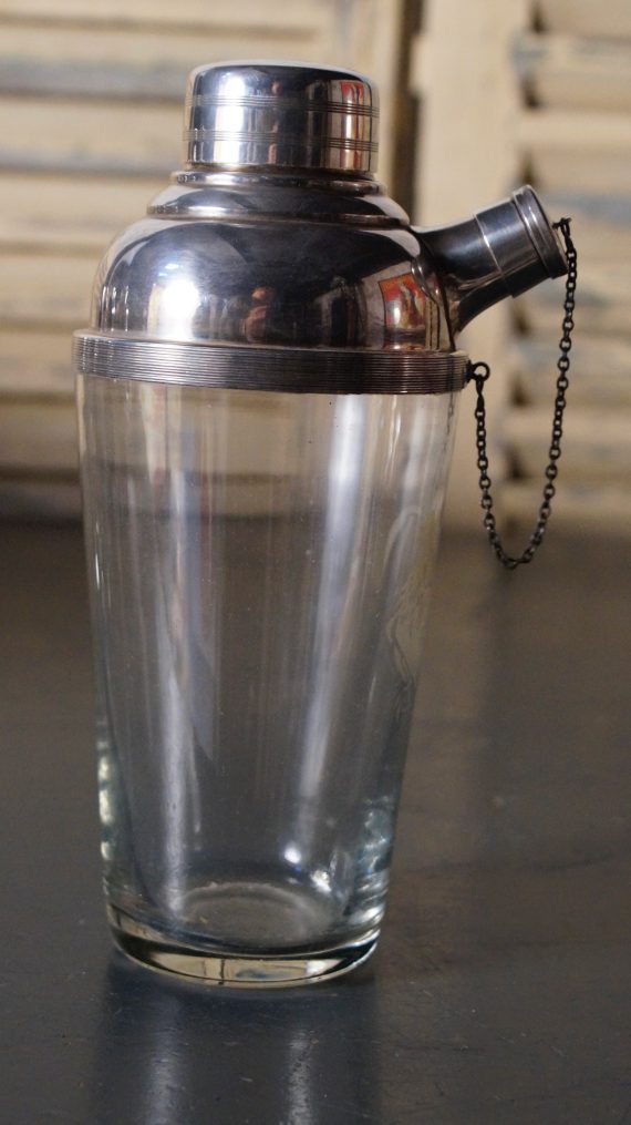 Art Deco Silver Plated Etched Cocktail Shaker