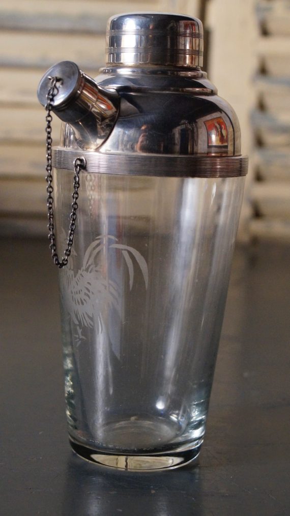 Art Deco Silver Plated Etched Cocktail Shaker