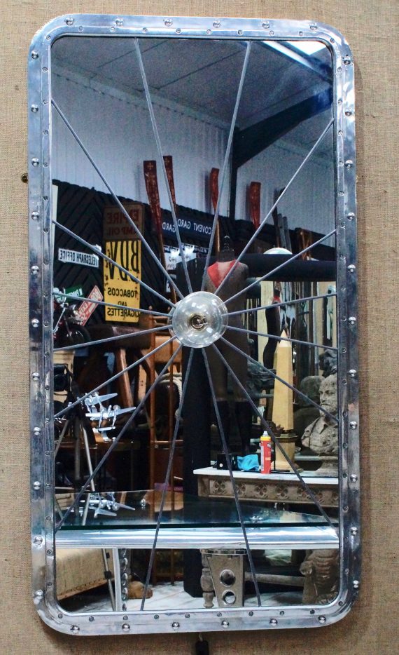 Art Deco Aluminium Tanker Porthole Mirror With Light