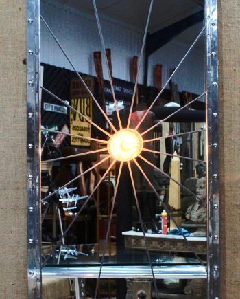 Art Deco Aluminium Tanker Porthole Mirror With Light