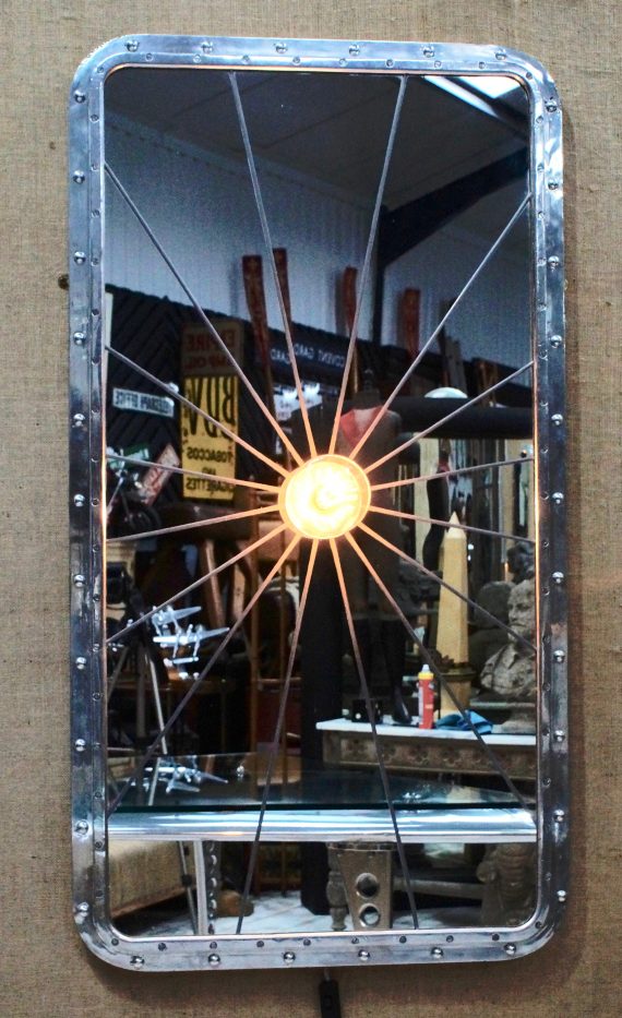 Art Deco Aluminium Tanker Porthole Mirror With Light