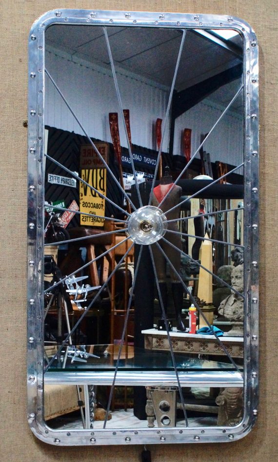Art Deco Aluminium Tanker Porthole Mirror With Light