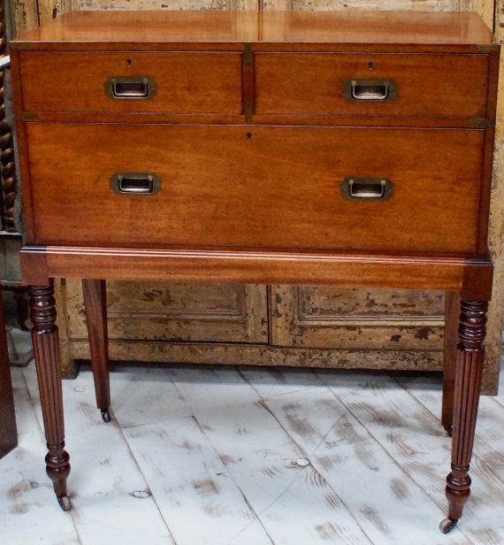 Mahogany Army And Navy Military Chest on Stand (SOLD)