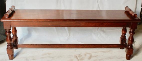 Victorian Walnut Scroll End Window Seat Hall Bench (SOLD)