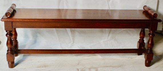 Victorian Walnut Scroll End Window Seat Hall Bench (SOLD)