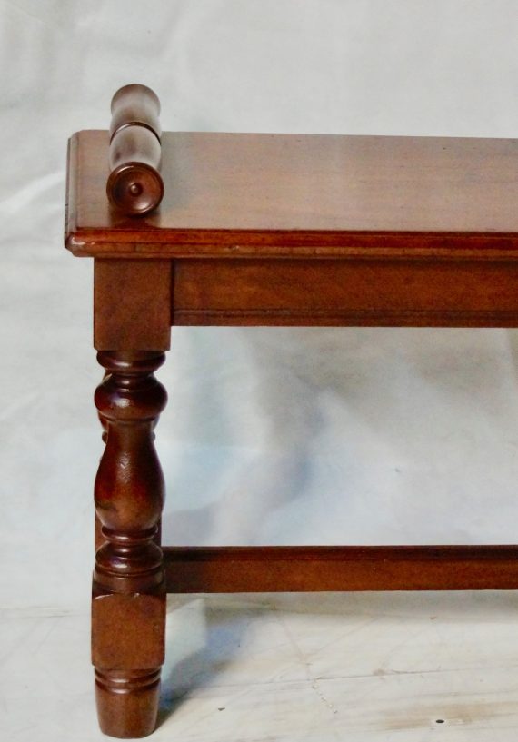 Victorian Walnut Scroll End Window Seat Hall Bench (SOLD)