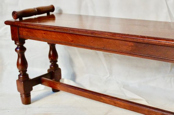 Victorian Walnut Scroll End Window Seat Hall Bench (SOLD)