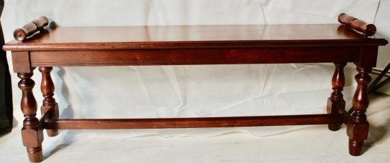 Victorian Walnut Scroll End Window Seat Hall Bench (SOLD)