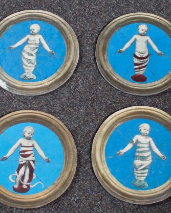 Turn of the Century Italian Hand Painted Prints on Board of Uno Dei Bambini degli Innocenti by Andrea della Robbia (SOLD)