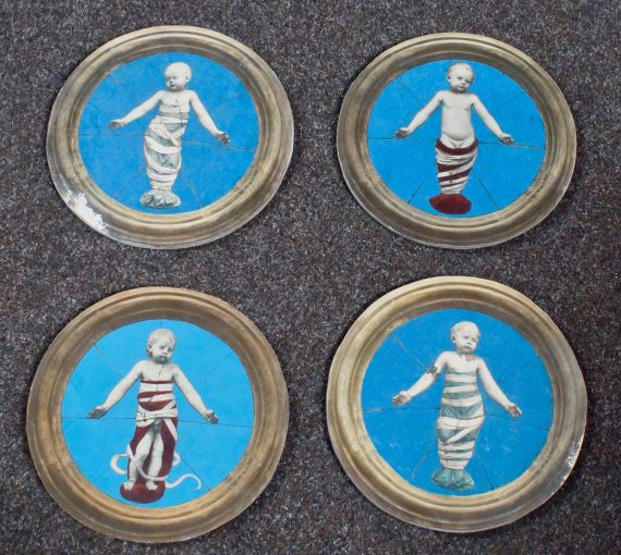 Turn of the Century Italian Hand Painted Prints on Board of Uno Dei Bambini degli Innocenti by Andrea della Robbia (SOLD)