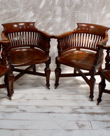 Edwardian Oak Bankers Chairs