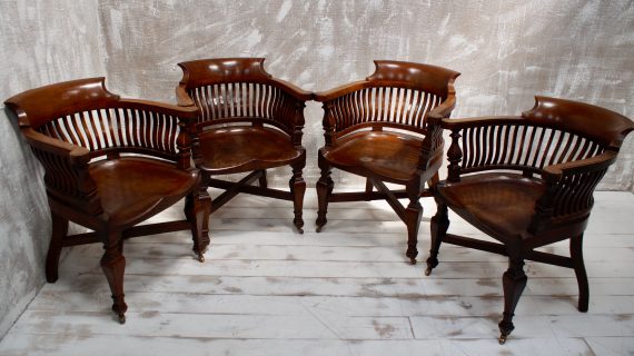 Edwardian Oak Bankers Chairs