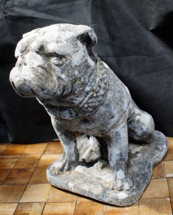 A Pair of Georgian English Composite Stone British Bulldog Garden Statues (SOLD)