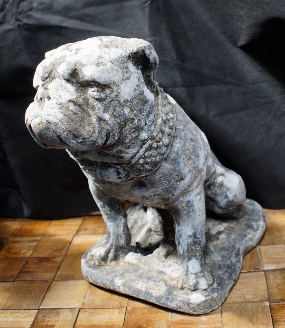 A Pair of Georgian English Composite Stone British Bulldog Garden Statues (SOLD)