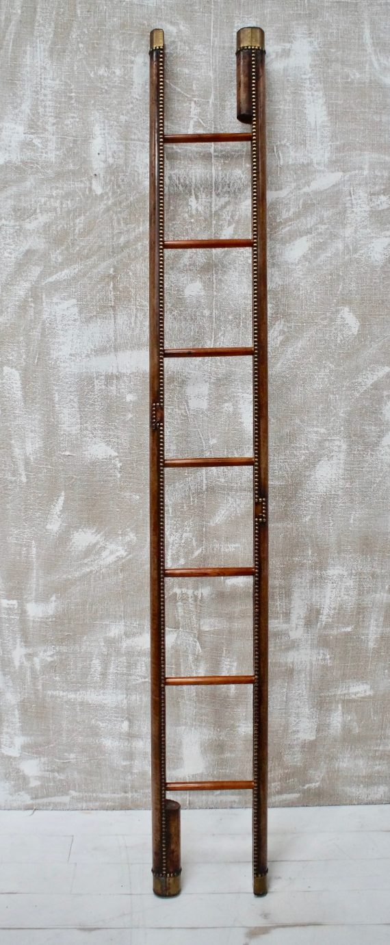English Mid - Century Leather Folding Ladders (SOLD)