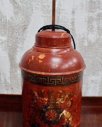 Large 19th Century Tole Tea Tin Lamp (SOLD)