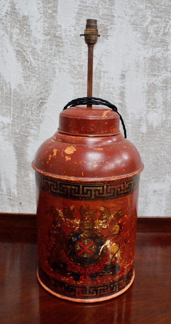 Large 19th Century Tole Tea Tin Lamp (SOLD)