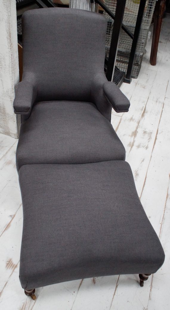 A Rare French Napoleon III Mechanical Reading Chair and Foot Stool