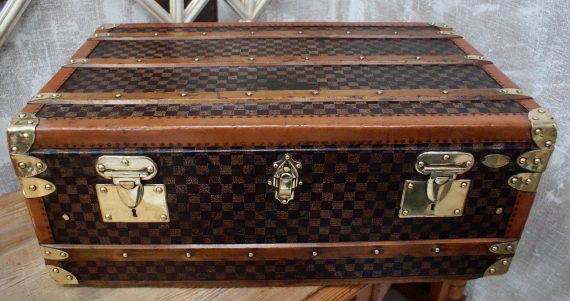 1900 Damier Style Cabin Trunk By Malles & Marmottes Collonge Paris (SOLD)