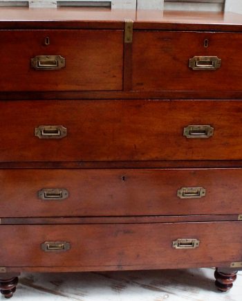 19th Century Teak Military Campaign Chest of Drawers (SOLD)