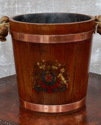 19th Century Naval Oak Fire Bucket With Royal Crest (SOLD)