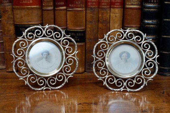Pair of Victorian English Brass Ring Photos Frames