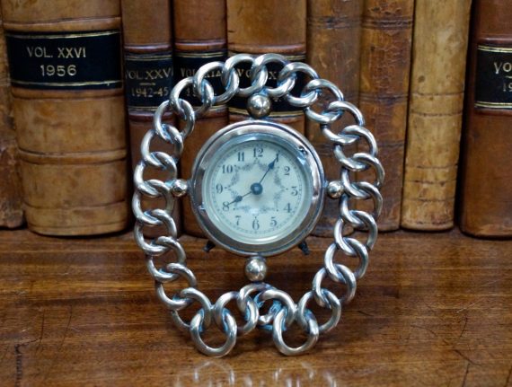Victorian Brass Horseshoe Wedding Ring Travel Clock
