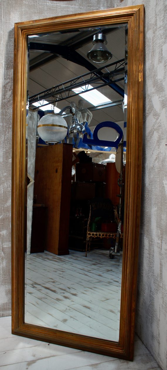 Vintage French Brass Reeded Bistro Mirror (SOLD)