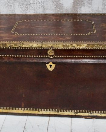 Georgian Studded Vellum & Camphor Wood Travel Trunk