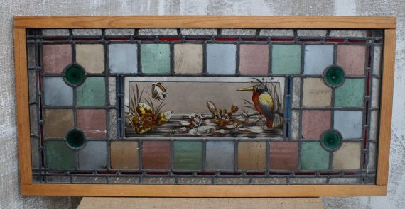 Victorian Leaded Stained Glass Overhead Window Panel (SOLD)