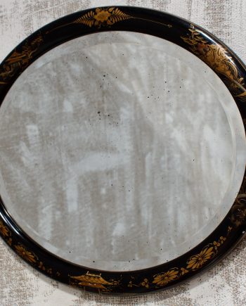 Antique Oval Chinoiserie Bevelled Wall Mirror (SOLD)