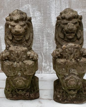Turn Of The Century Heraldic Lion Garden Statues (SOLD)