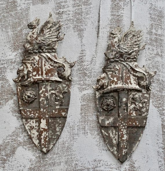 A Pair Of Heraldic Cast Shields (SOLD)