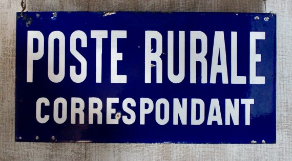 French Enamel Double Sided Postale Rural Correspondant Sign (SOLD)